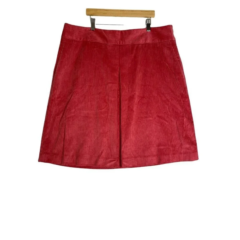 1901 Womens A Line Corduroy Skirt Pink Pleated‎ Lined Pockets Cotton SZ 18